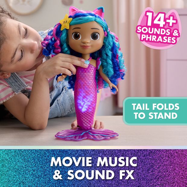 Gabby's Dollhouse: The Movie, Sing & Shine Mermaid Gabby, Waterproof Mermaid Doll