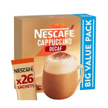 NESCAFE CAPPUCCINO DECAF COFFEE SACHETS 26 PACK