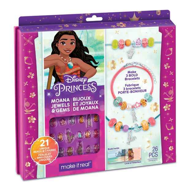 26 Piece Make It Real Disney Princess Moana Jewels and Gems Bracelet Set