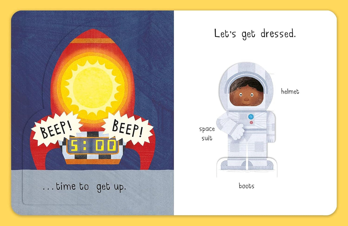 Busy Day Astronaut Lift the Flap Interactive Book (Board Book) Kids Picture Book Baby Gifts Idea