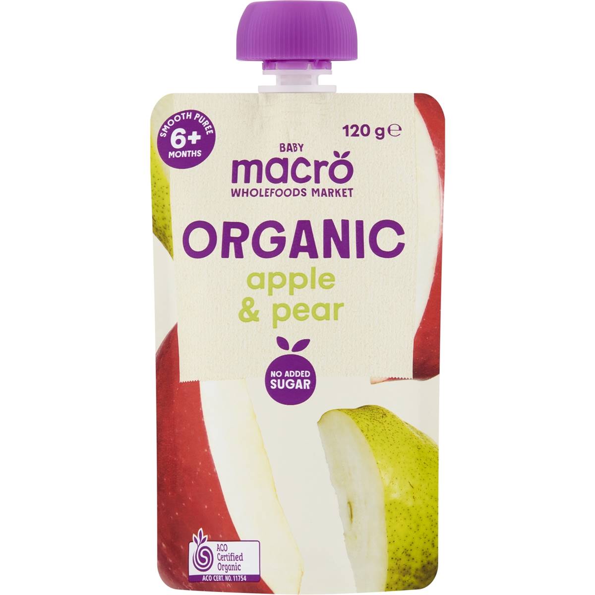 Macro Organic Baby Food Apple & Pear 6m 120g
