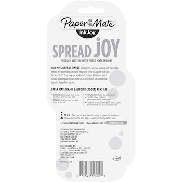 Paper Mate InkJoy 300RT Ballpoint Pens Assorted Colours 4 pack