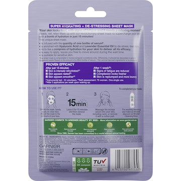 Garnier Skin Active Hydra Bomb Sheet Face Mask Lavender each