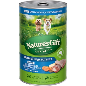 Nature's Gift Adult Wet Dog Food Loaf Chicken Vegetables & Rice 700g