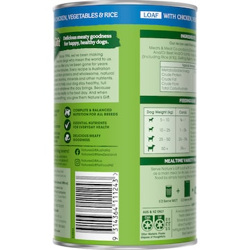 Nature's Gift Adult Wet Dog Food Loaf Chicken Vegetables & Rice 700g