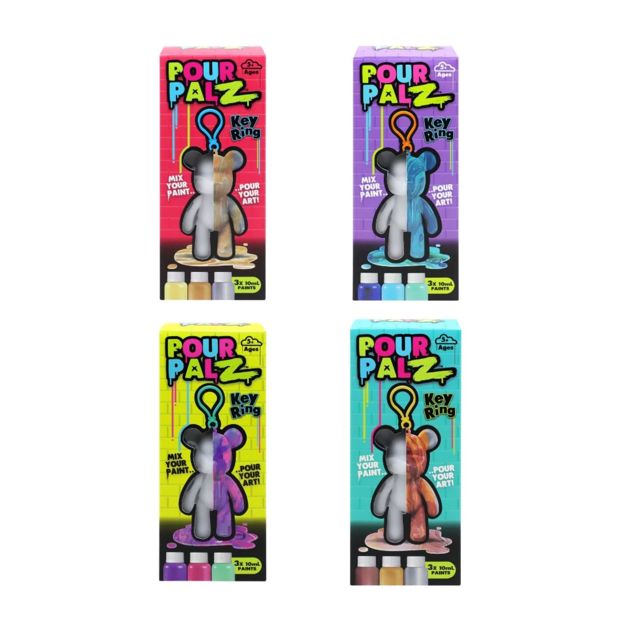 Pour PalZ Mini Paint Bear Keyring - Assorted