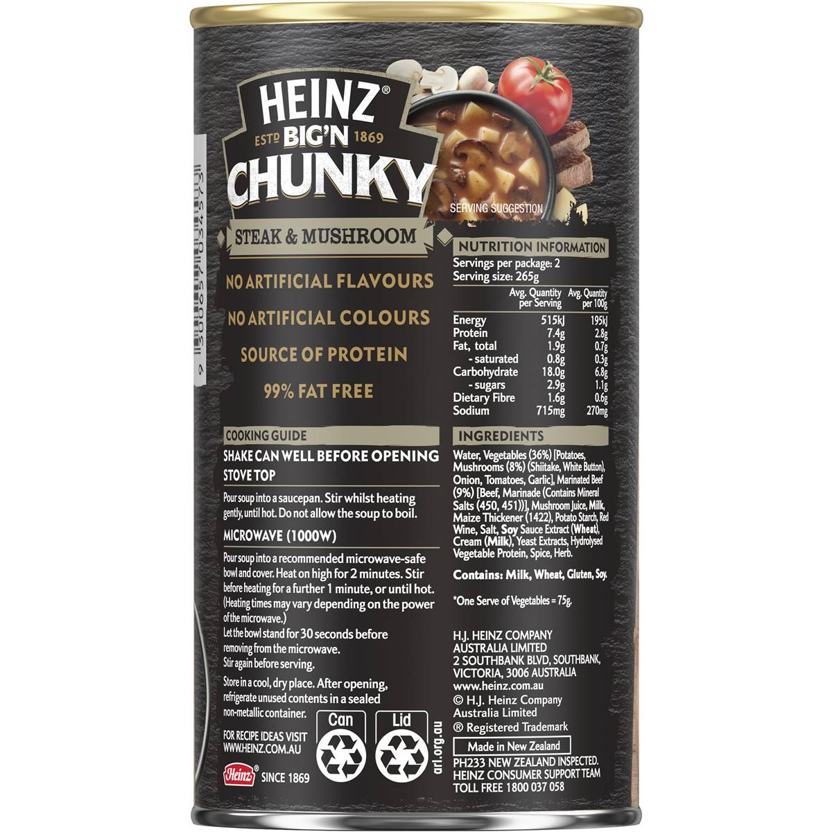 Heinz Big n Chunky Steak & Mushroom Soup Ready Meals 535g