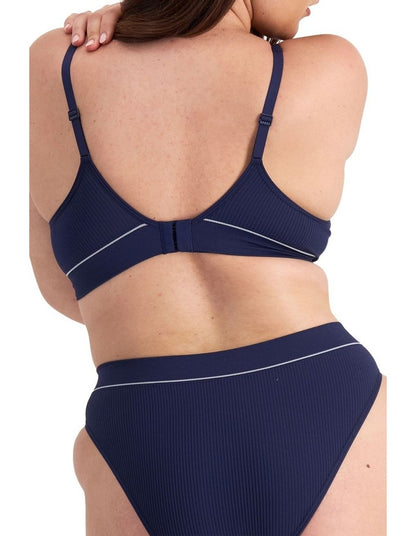 Retro Rib Seamless Wirefree Bra in Blue Enigma