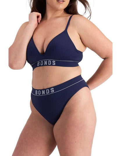 Retro Rib Seamless Wirefree Bra in Blue Enigma