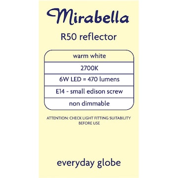 Mirabella 6W LED R50 Reflector Small Edison Screw Warm White each