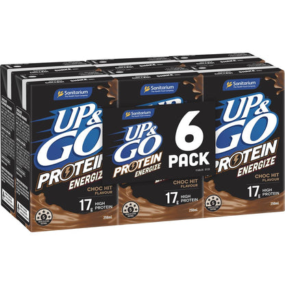 Up&Go Protein Energize Liquid Breakfast Choc 250mL x 6 Pack