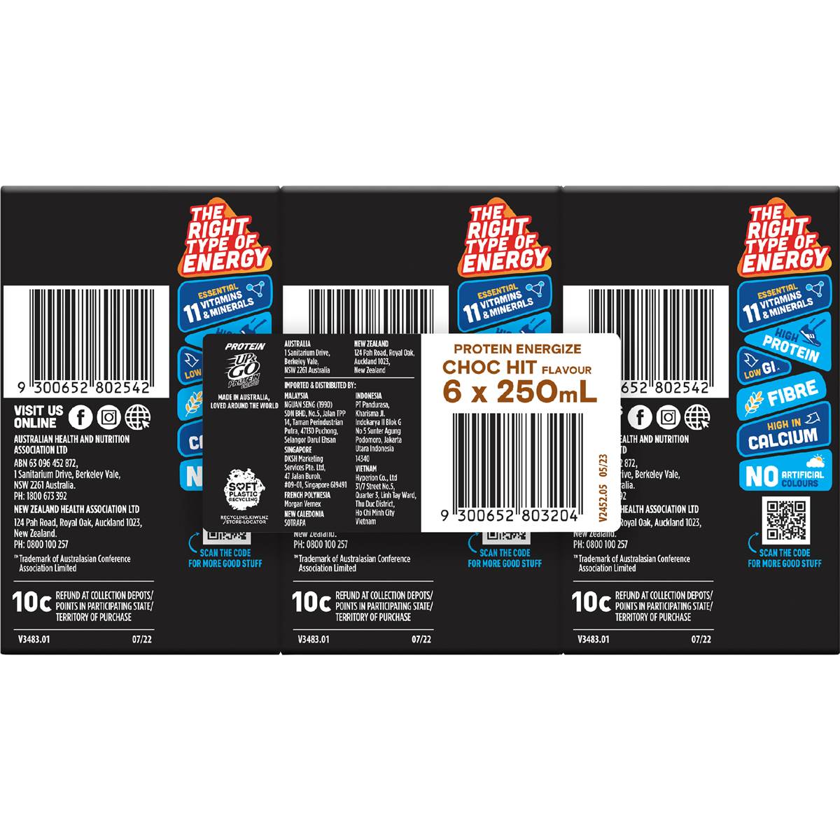 Up&Go Protein Energize Liquid Breakfast Choc 250mL x 6 Pack