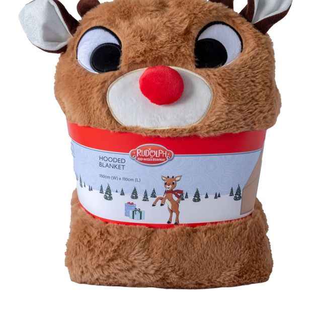 Rudolph Christmas Hooded Blanket Throw