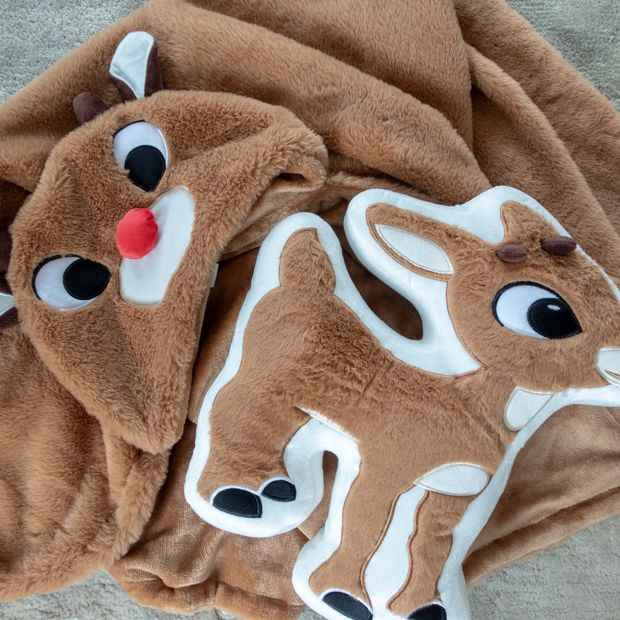 Rudolph Christmas Hooded Blanket Throw