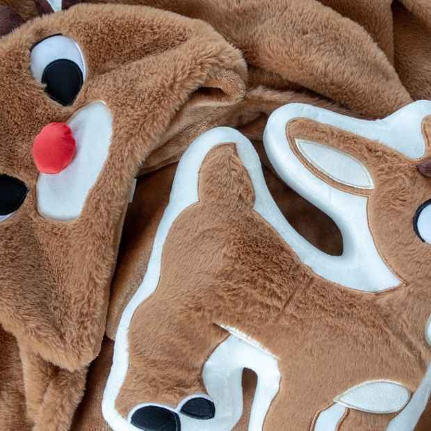 Rudolph Christmas Hooded Blanket Throw
