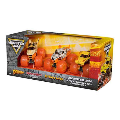 Monster Jam Earth Set: Official El Toro Loco, Dalmatian, Dragon 1:64 Scale Die-Cast Monster Trucks 3 Pack