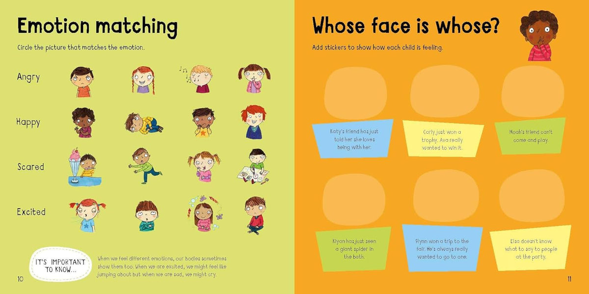 How Are You Feeling Today Sticker Activity Book with 50 Stickers (Paperback) Interactive Kids Book Emotions Art and craft for kids 3yrs+