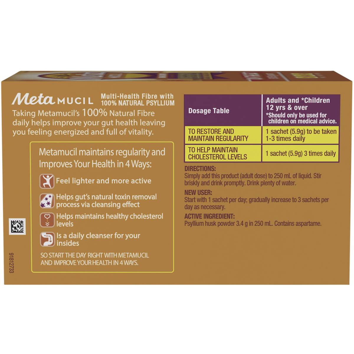 Metamucil Orange Smooth Fibre Powder Sachet 30 Pack