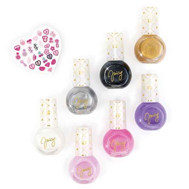 Glitter Nail Polish Set with Stickers, Seven Colours