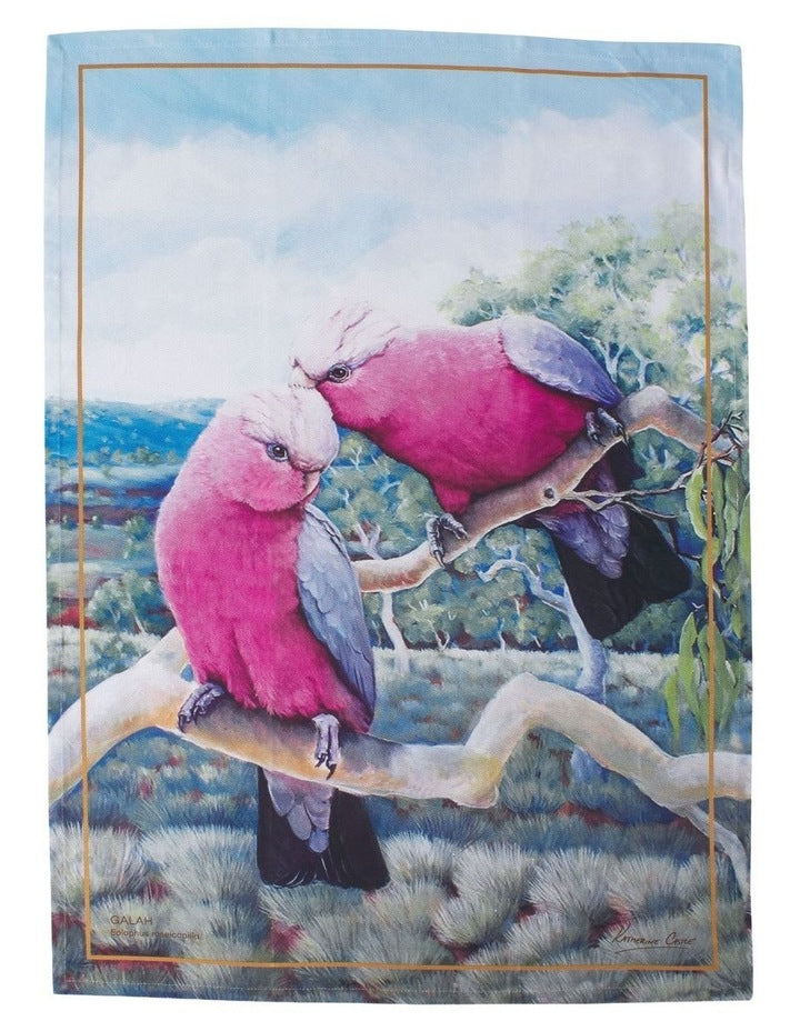 Birds of Australia KC 10yr Anniversary Tea Towel 50x70cm Galah Print