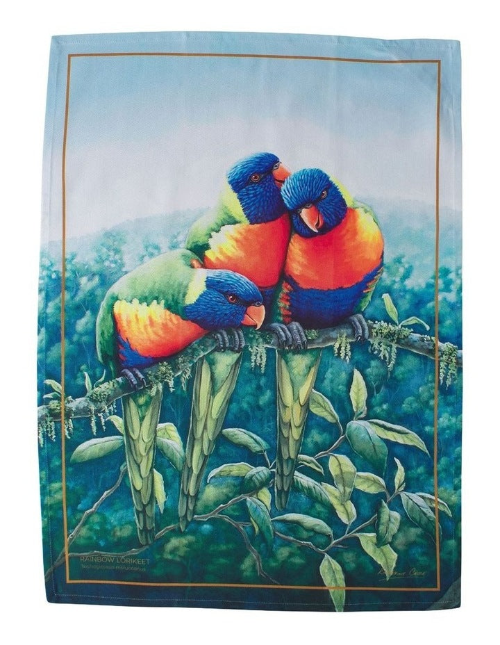 Birds of Australia KC 10yr Anniversary Tea Towel 50x70cm Lorikeet Print