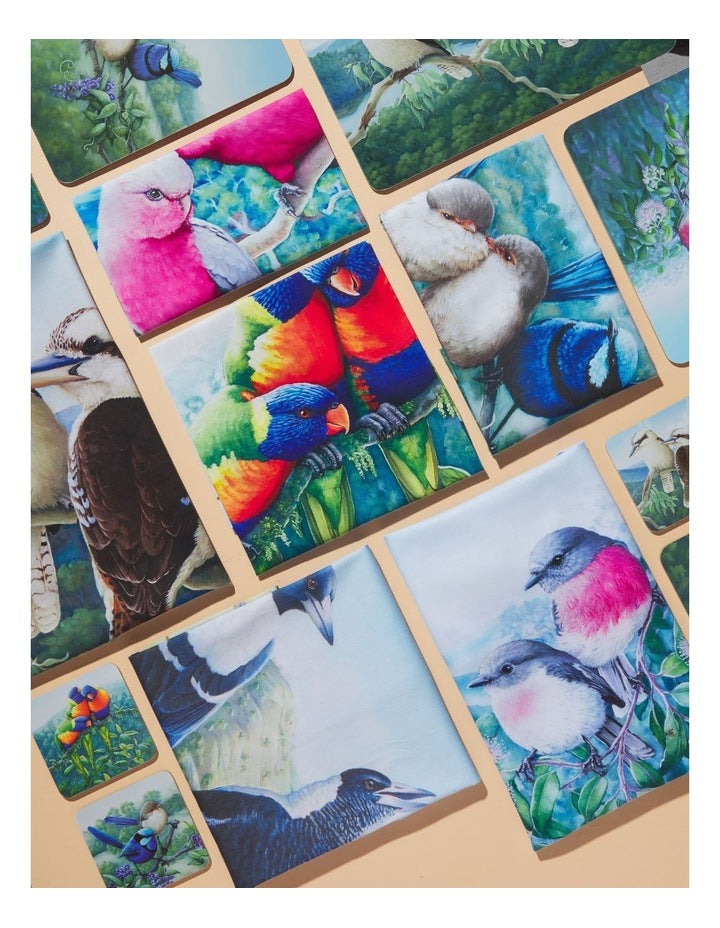Birds of Australia KC 10yr Anniversary Tea Towel 50x70cm Rose Robin Print