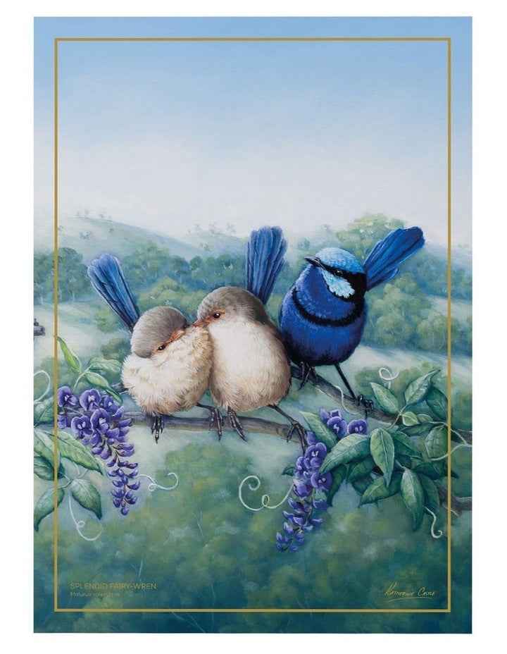 Birds of Australia KC 10yr Anniversary Splendid Tea Towel 50x70cm Fairy Wren Print
