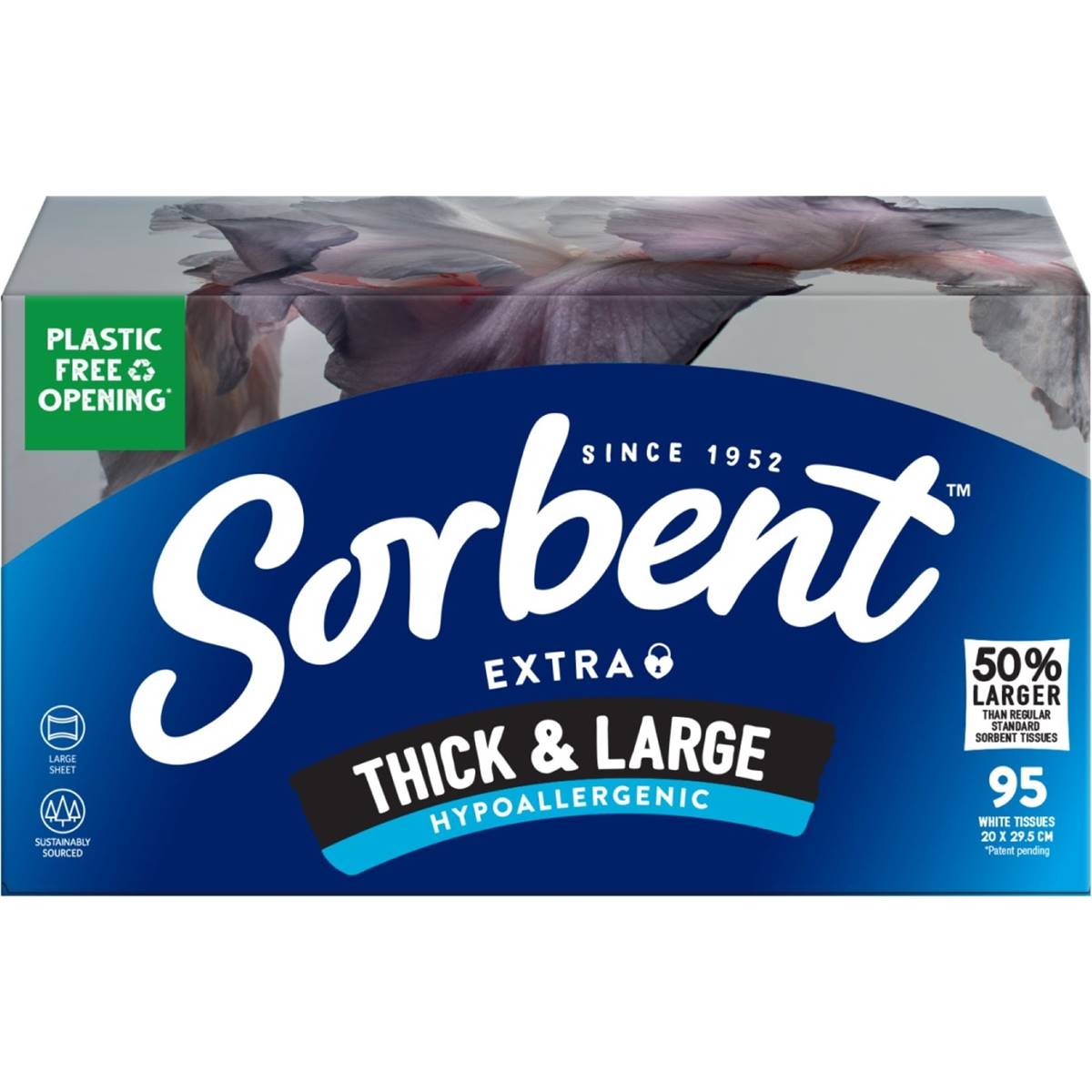 Sorbent Thick & Large Hypoallergenic Facial Tissues 95 Pack