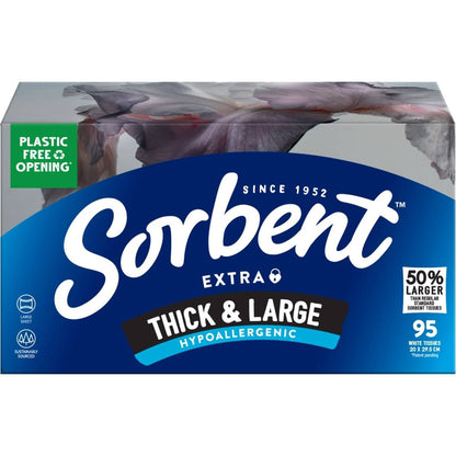 Sorbent Thick & Large Hypoallergenic Facial Tissues 95 Pack