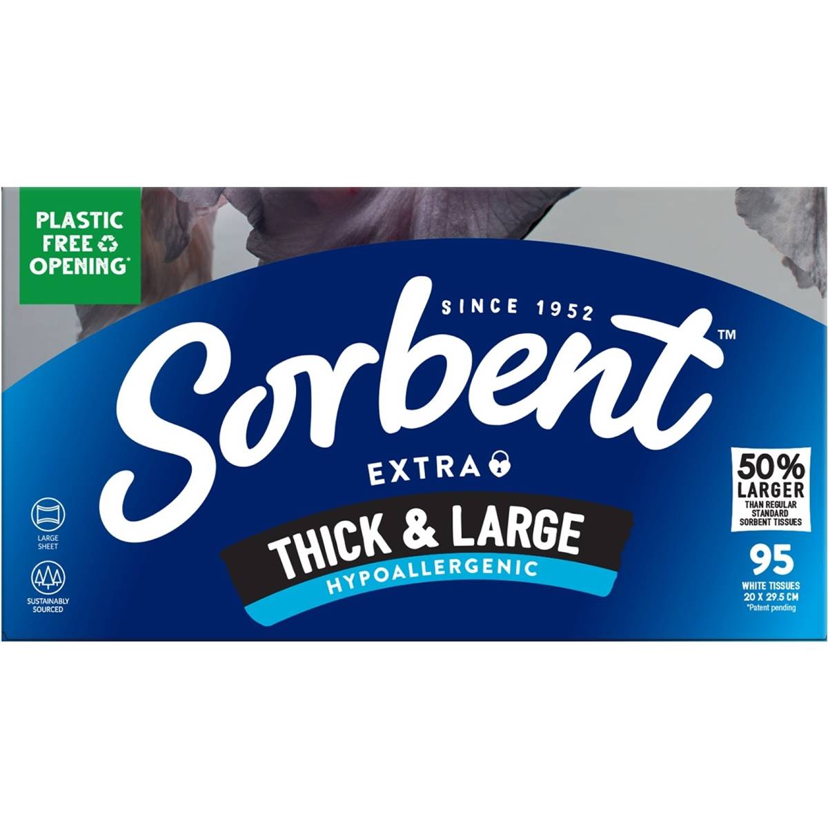Sorbent Thick & Large Hypoallergenic Facial Tissues 95 Pack