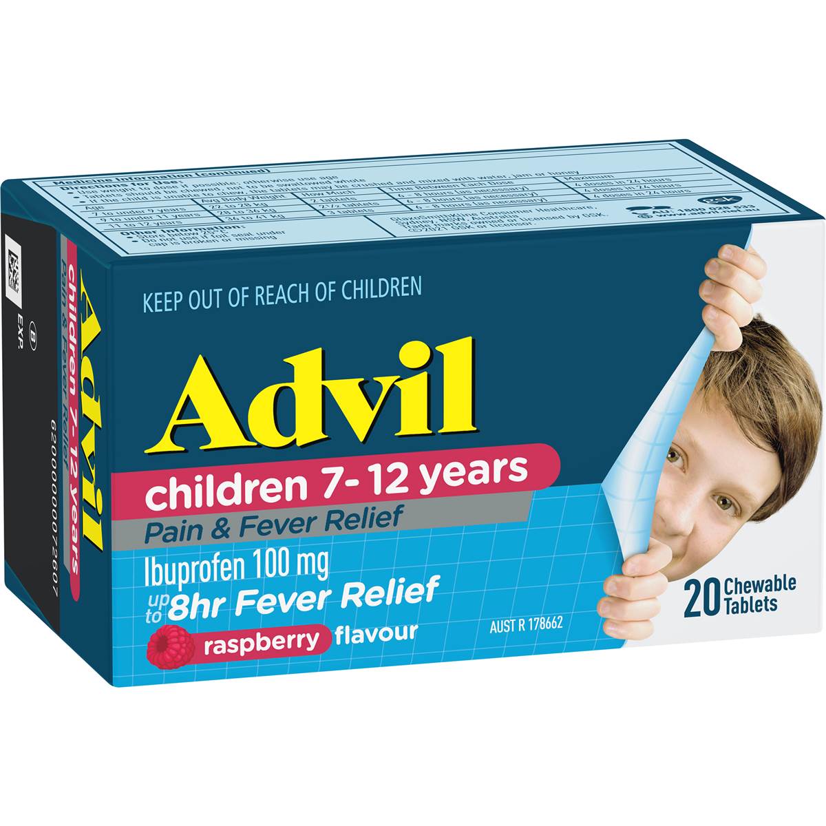 Advil Childrens Pain & Fever Relief Ibuprofen Chewable Tablets 20 pack