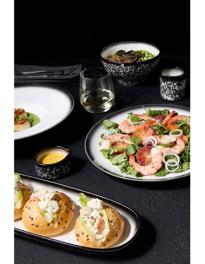 Caviar 25cm Footed Bowl Granite in Black