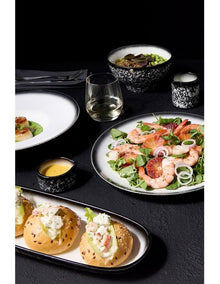Caviar 25cm Footed Bowl Granite in Black