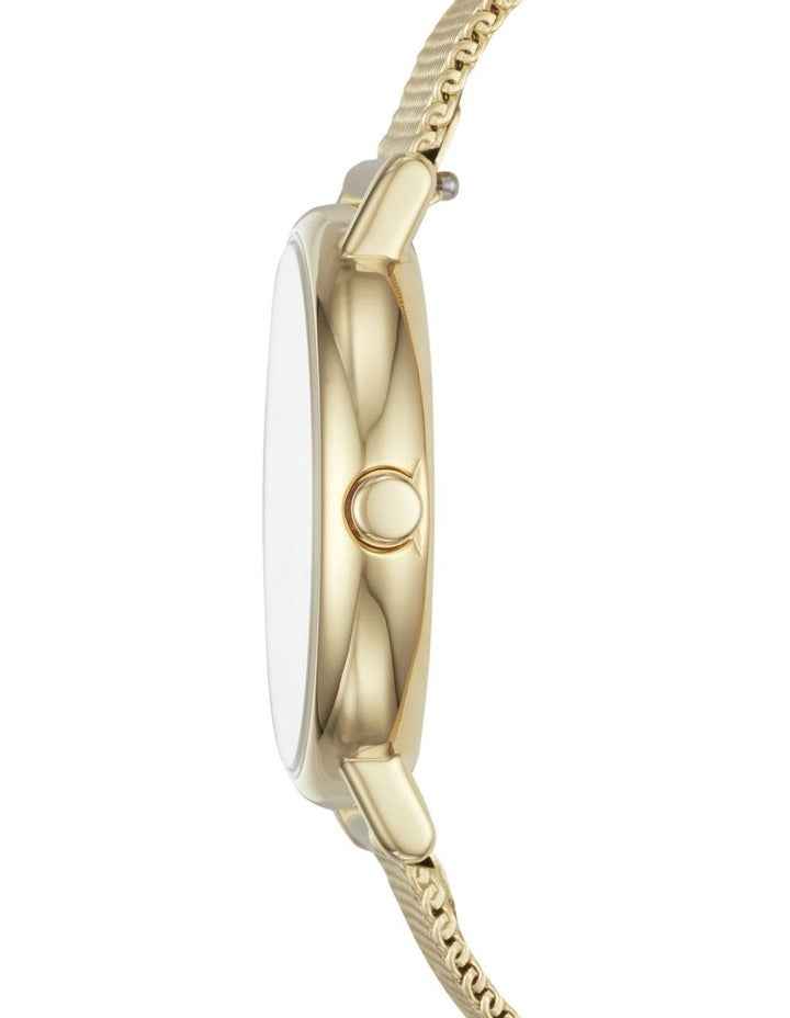 Signatur Slim Gold Tone Gold Stainless Steel Mesh Analog Watch SKW2693