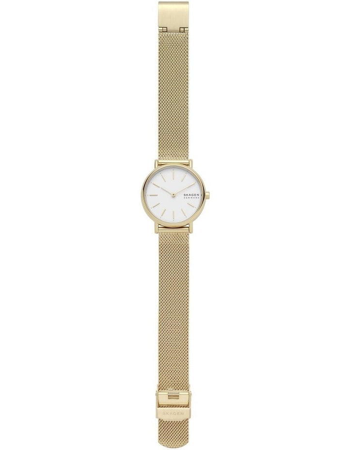 Signatur Slim Gold Tone Gold Stainless Steel Mesh Analog Watch SKW2693