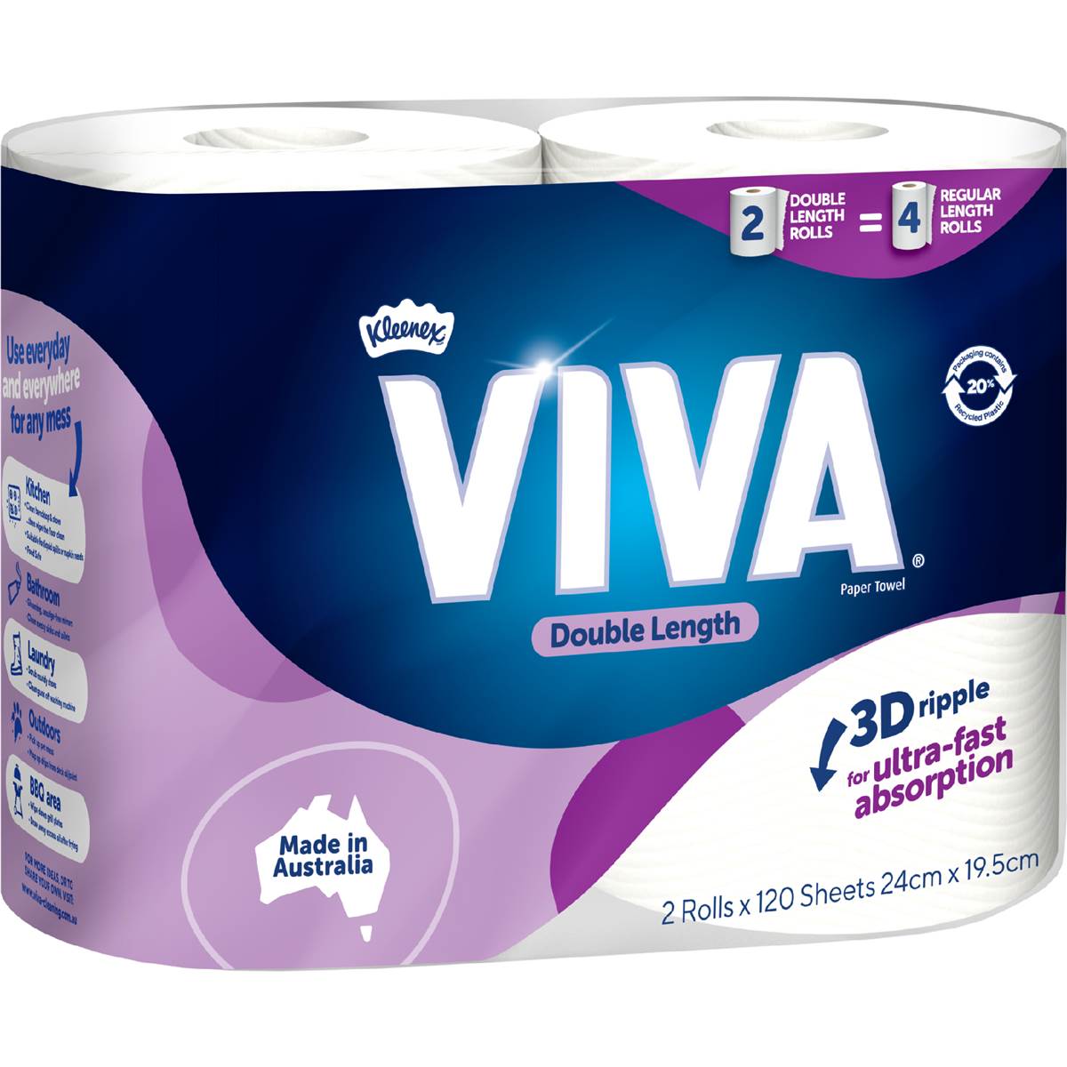 Viva Double Length Paper Towels Double Length 120 Sheets 2 Pack
