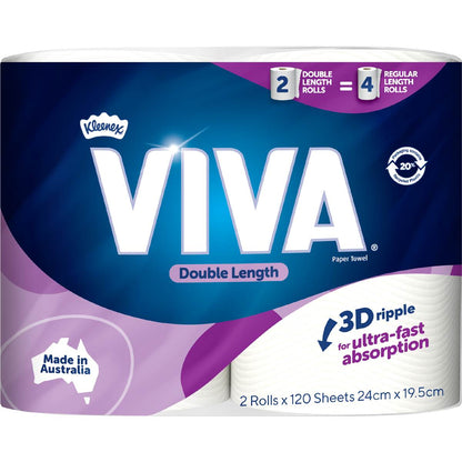 Viva Double Length Paper Towels Double Length 120 Sheets 2 Pack