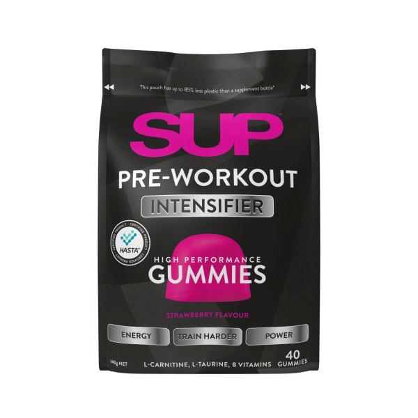 SUP PRE-WORKOUT INTENSIFIER HIGH PERFORMANCE GUMMIES STRAWBERRY FLAVOUR 40PK