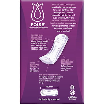 Poise Incontinence Pads Overnight 8 pack