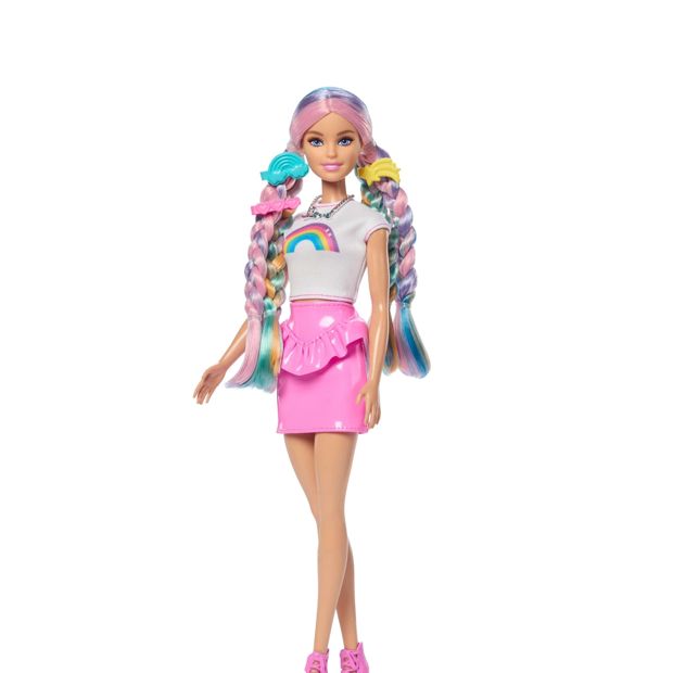 Barbie Rainbow Sparkle Hair Doll with Extra-Long Hair and Accessories