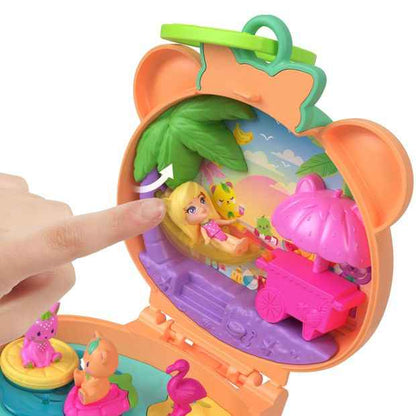 Polly Pocket Plushie Bear Compact, Doll & Keychain Playset