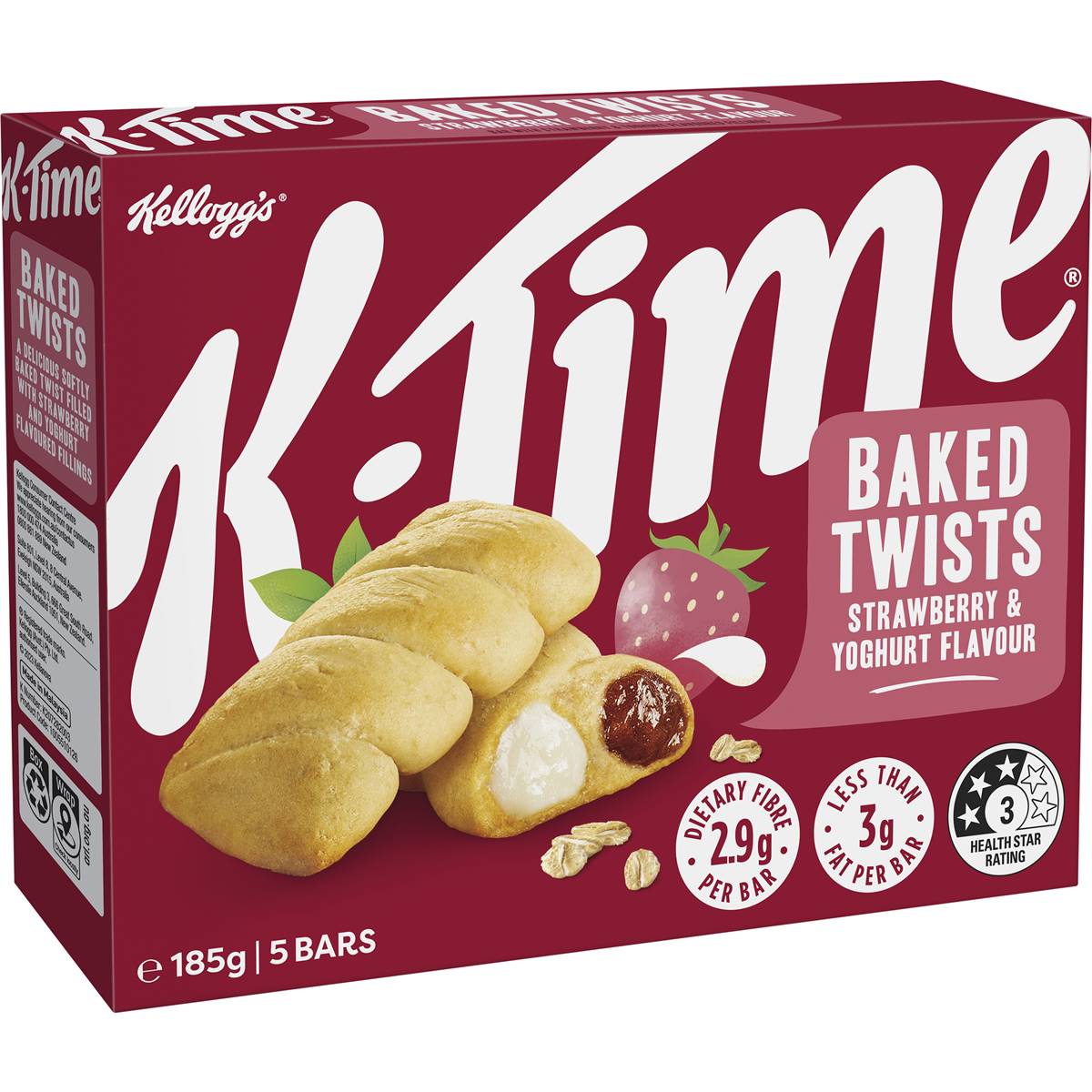 Kellogg's k-Time Baked Twists Strawberry & Yoghurt Flavour Snack Bars 5 Pack