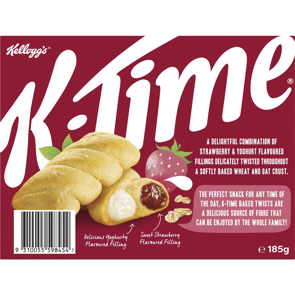 Kellogg's k-Time Baked Twists Strawberry & Yoghurt Flavour Snack Bars 5 Pack