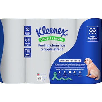 Kleenex Complete Clean Double Length Toilet Paper 12 pack