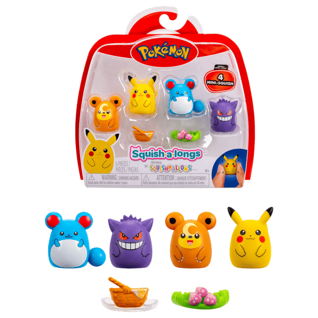 Pokemon Squish-A-Longs 4 Pack - Assorted