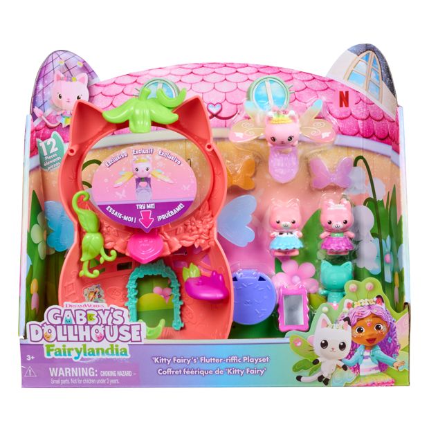 Gabby's Dollhouse Dreamworks Fairylandia Kitty Fairy's Flutter -rific Playset