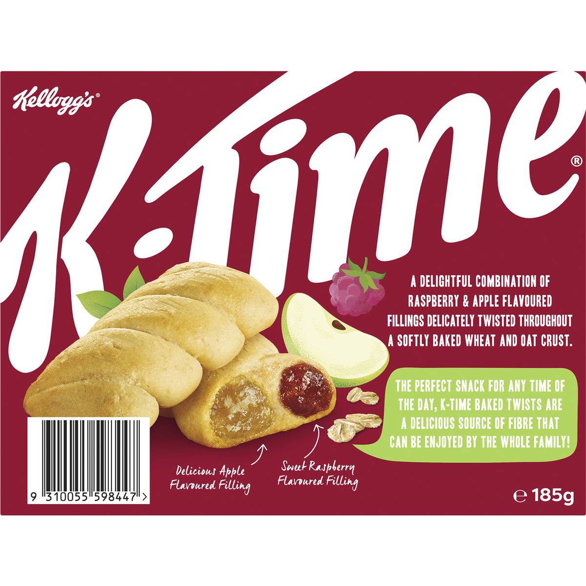 Kellogg's k-Time Baked Twists Raspberry & Apple Flavour Snack Bars 5 Pack