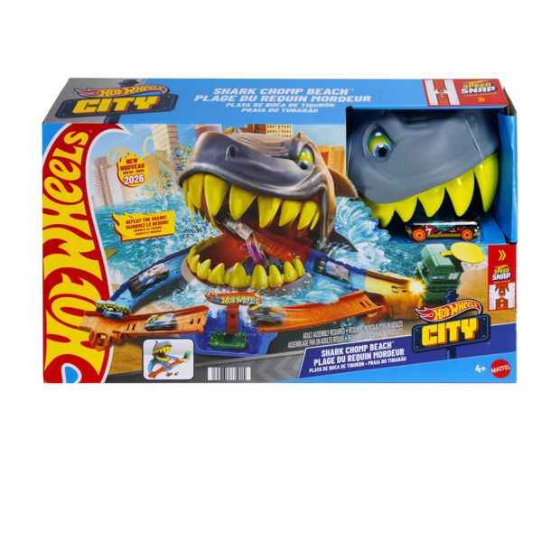 Hot Wheels City Shark Chomp Beach Playset & 1:64 Scale Die-Cast Toy Car