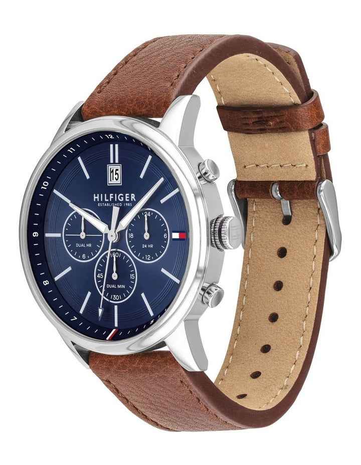 Multi-Function Light Brown Leather Men's Watch