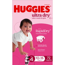 Huggies Ultra Dry Nappies Girls Size 4 (10-15kg) 72 Pack